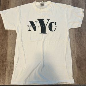 Y2k Fruit of the Loom Men's White and Black  NYC T-shirt SZ M